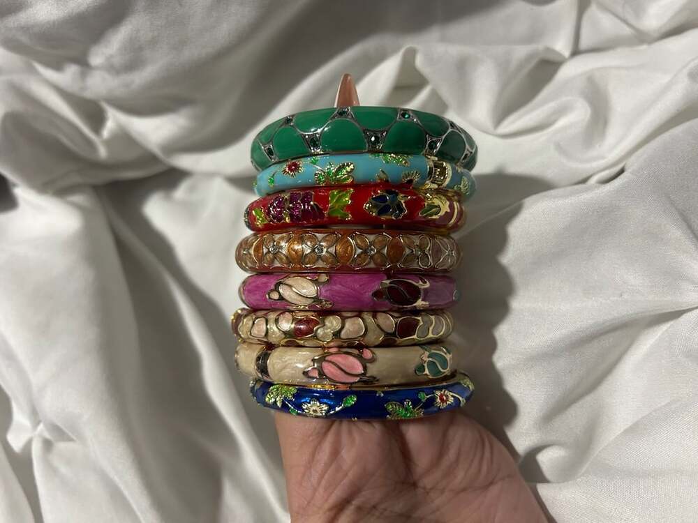 Vintage Set/Bundle of 8 Enamel Bangle Bracelets